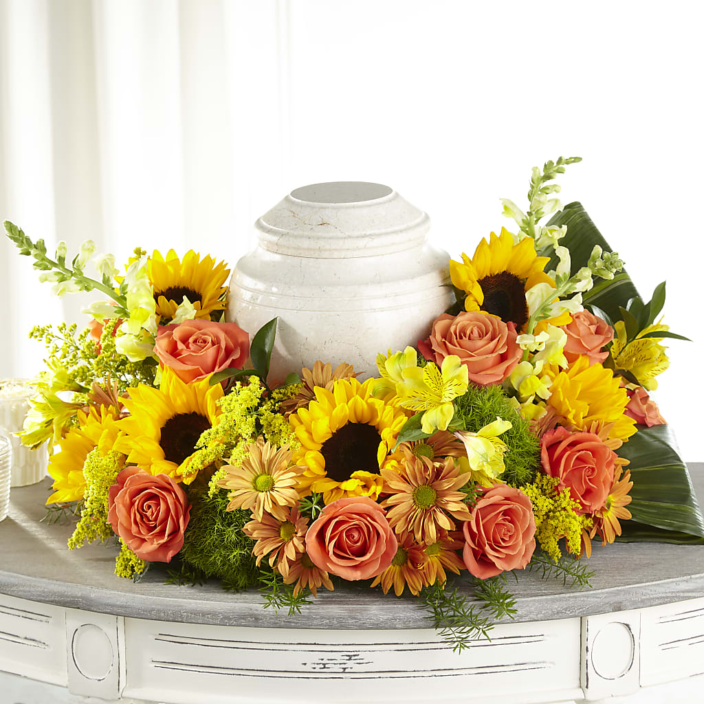 Faithful Sunflower Cremation Adornment – FLOWERSDYY, Hendersonville TN