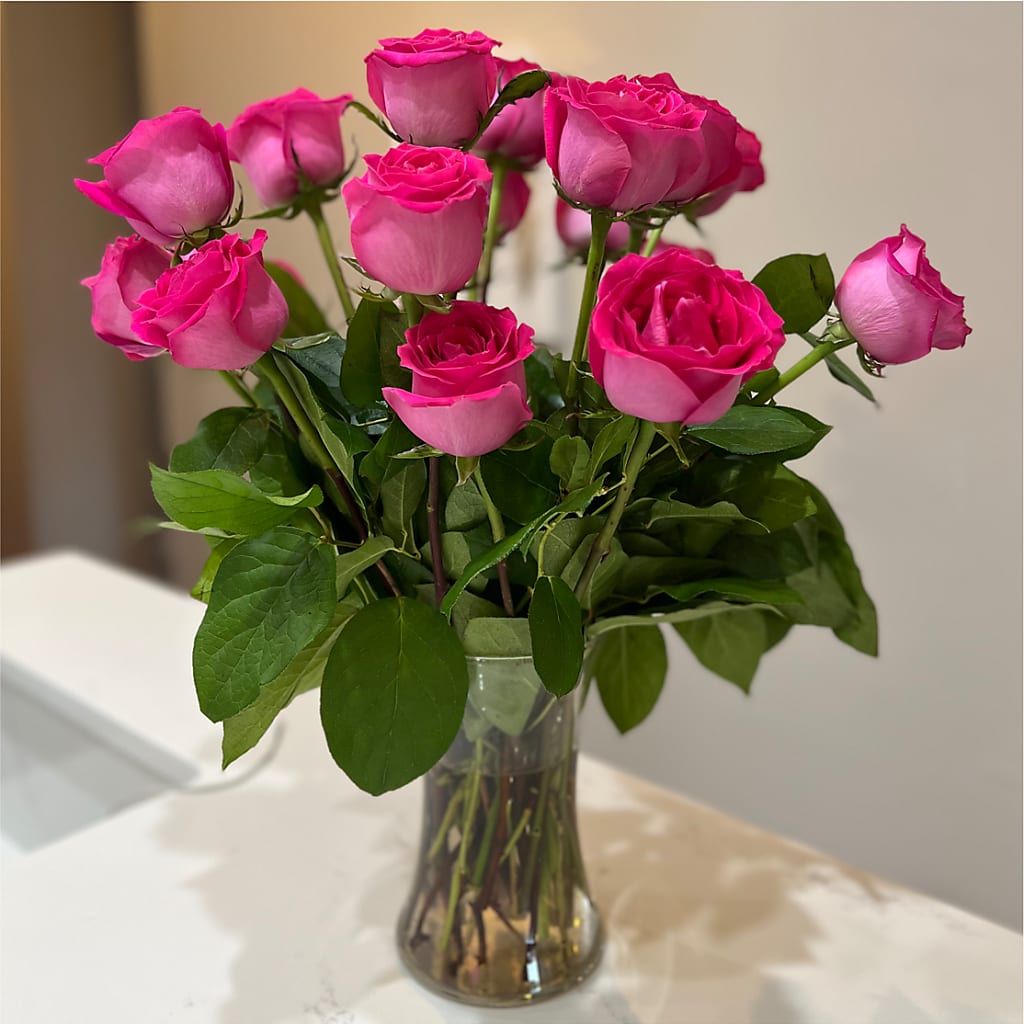 Long Stem Pink Rose Bouquet – FLOWERS D & Y, Hendersonville TN