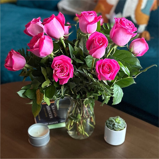 Long Stem Pink Rose Bouquet – FLOWERS D & Y, Hendersonville TN