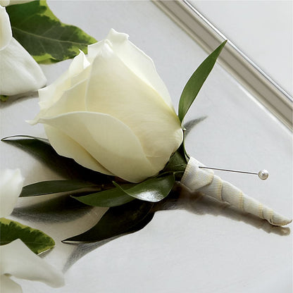 White Rose Boutonniere – FLOWERSDYY, Hendersonville TN